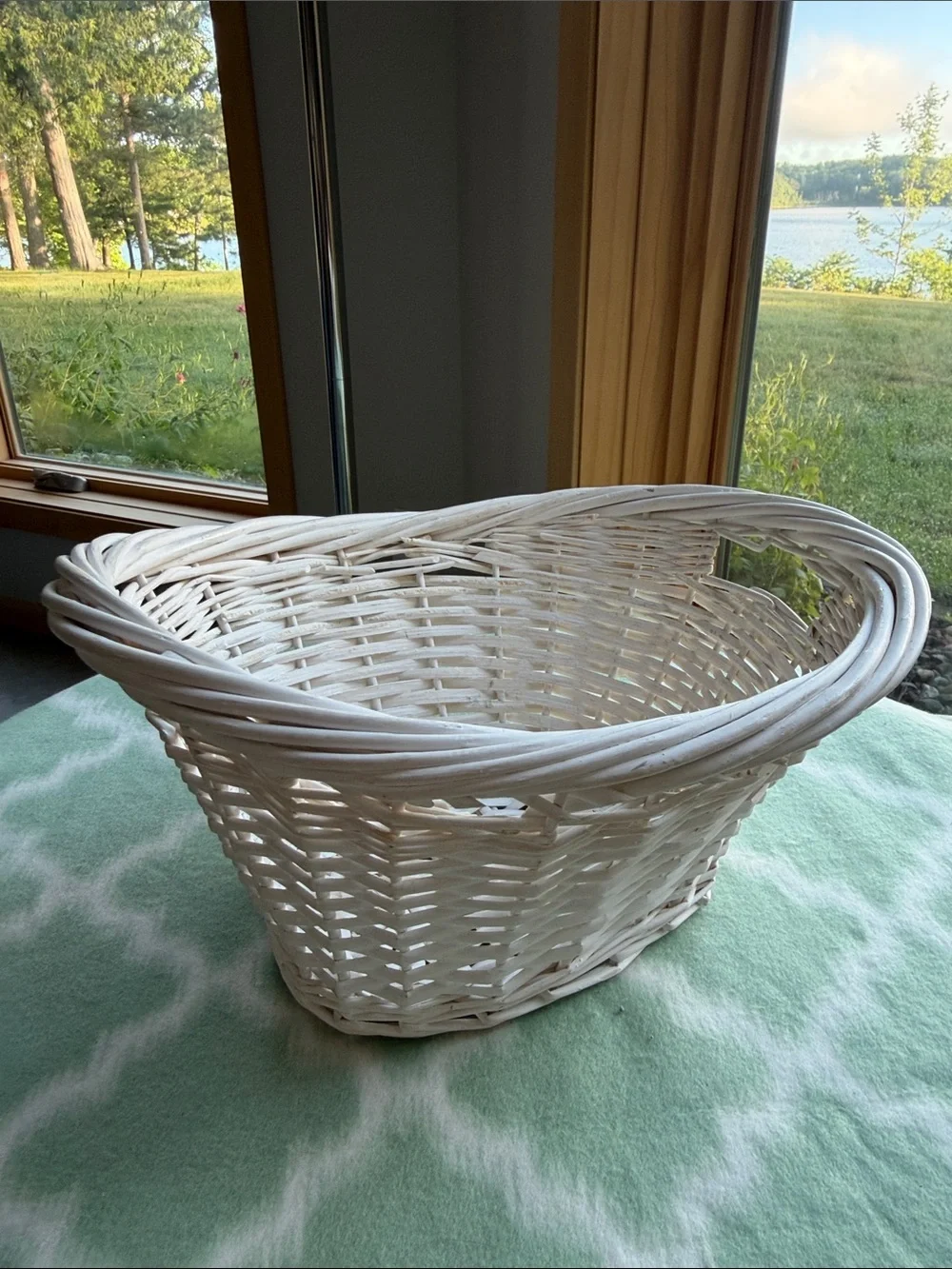 White Wicker Basket - Asymmetrical shape like NEW